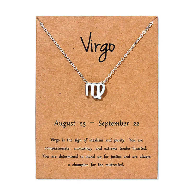 

Hot12 Constellation Taurus Pisces Message Card Jewelry Pendant Necklace Silver Chain Necklaces Birthday Gift For Women Wholesale