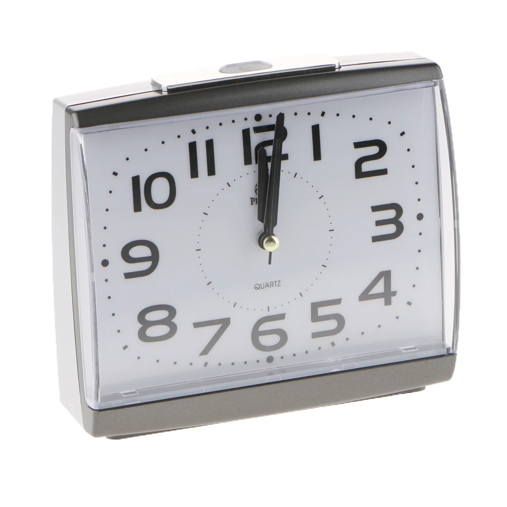 Non Ticking Silent Quartz Analog Bedsides Alarm Clock with Nightlight and Snooze Beep Alarm Clock Battery Operated