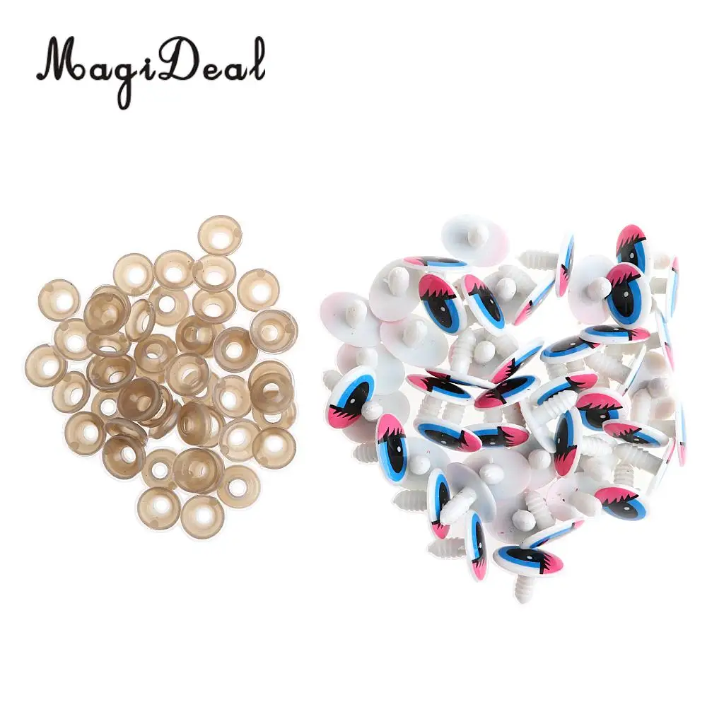 50Pcs Plastic 22*14mm Cartoon Safety Eyes For DIY Animal Scrapbooking Bear Plush Stuffed Toys w/ Washer