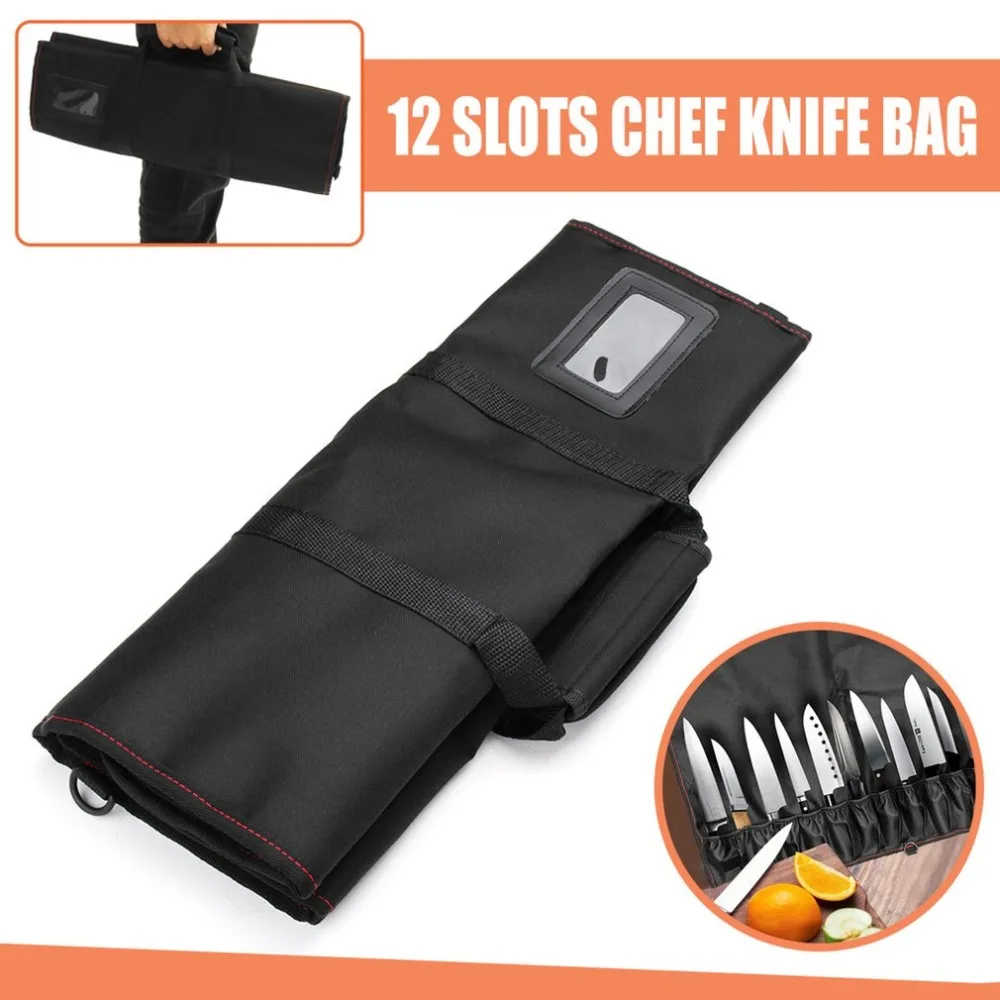 12 слотов карманный нож шеф-повара Сумка рулон сумка для переноски сумка для кухни портативный ящик для хранения посуда карманы портативный