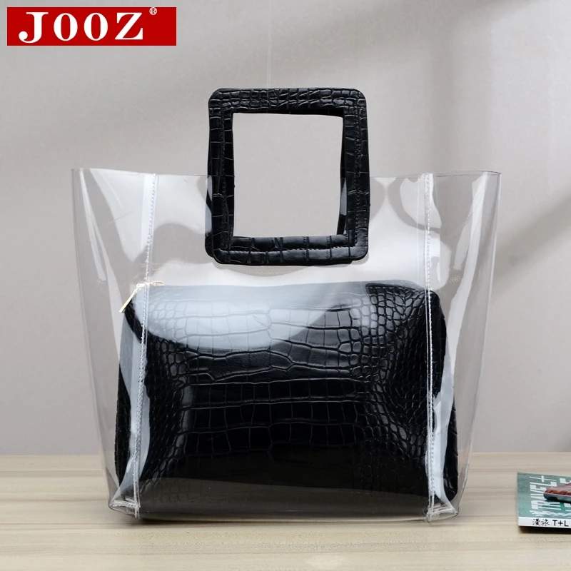 تمساح نمط مركب أكياس للنساء 2019 واضح شفاف PVC السيدات اليد أعلى-حقائب بيد sac حقيبة ساع