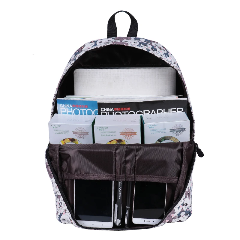 CIKER холщовый рюкзак с принтом кота, школьные сумки для девочек-подростков, рюкзак в консервативном стиле, милая сумка для книг, Mochila Feminina