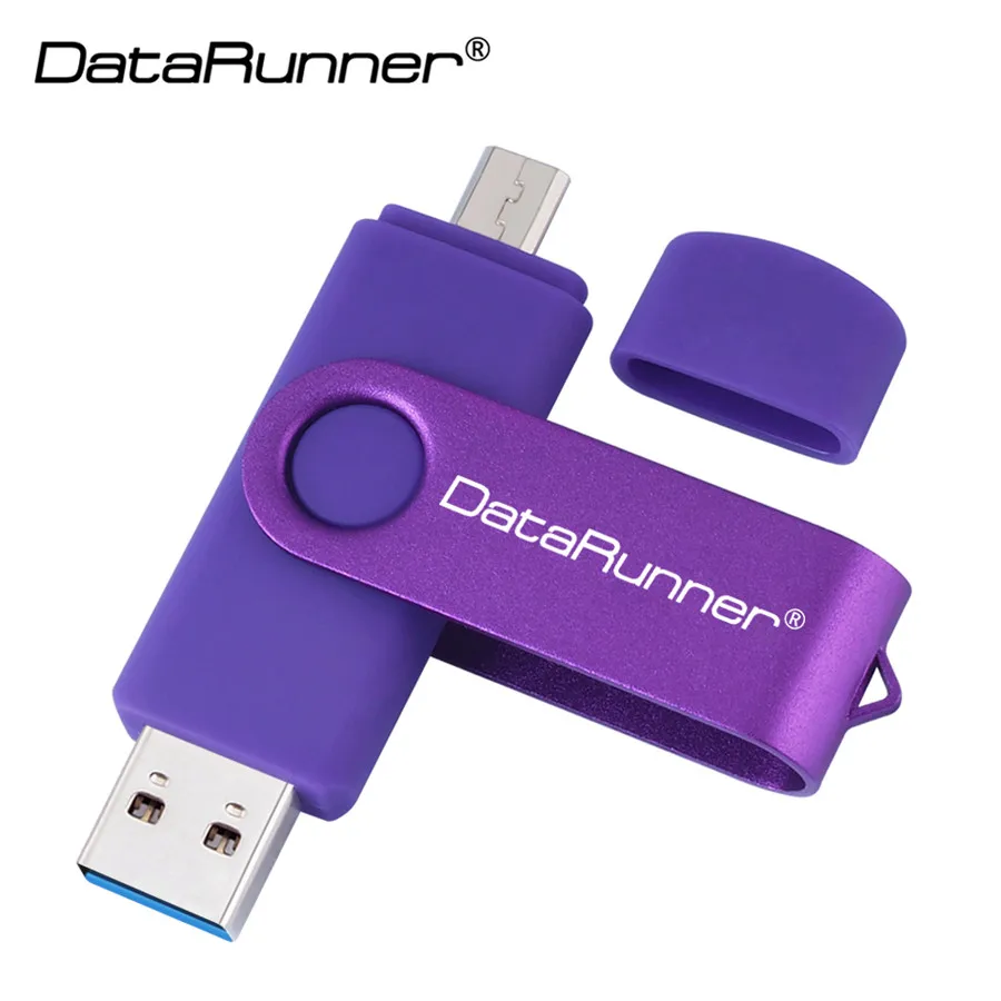 DataRunner OTG USB флеш-накопитель Высокоскоростной Usb 3,0 флеш-накопитель 256 ГБ 128 Гб 64 ГБ 32 ГБ 16 ГБ флеш-накопитель 2 в 1 карта памяти Micro USB - Цвет: Фиолетовый