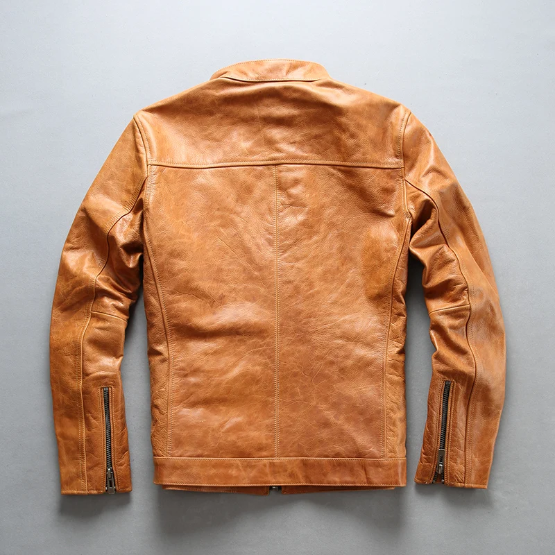 90% OFF A1795 Read Description ! Asian size super quality men's genuine cow leather coat cowhide leather rider jacket