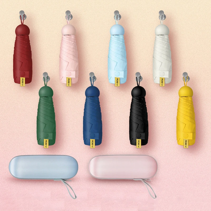 

Ultra-light Portable 5 Folding Mini Umbrella Female UV Protection Sunshade Sun and Rain Women Small Pocket Umbrellas Pantone