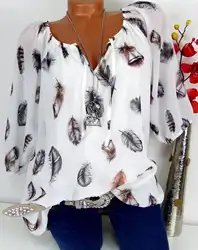 2019 Новая мода 5xl Летняя Повседневная рубашка плюс Размеры рубашка Для женщин Off the Shoulder Top рукава с манжетами Шифоновая блузка Топ