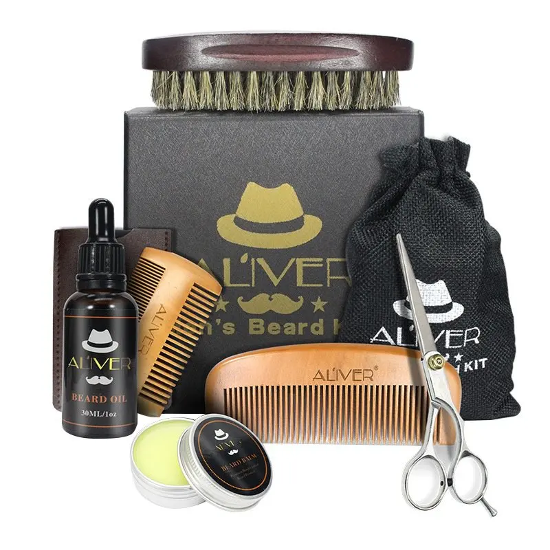 

Men Beard Oil Kit With Beard Oil , Brush,Comb,Beard Cream Scissors Grooming & Trimming Kit Male Beard Care Set tjt