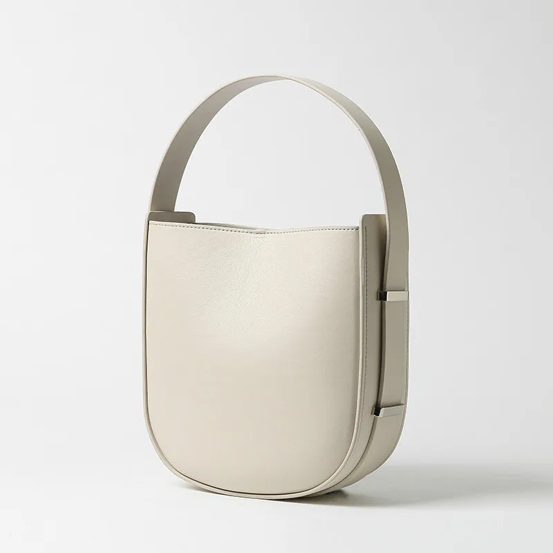 

2019 new ins Korean version of leather bucket handbag with one shoulder slant