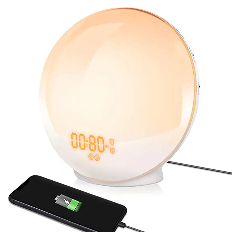 

Wake-Up Light Sunrise Simulation Alarm Clock Sleep Aid with FM Radio Adjustable Lightness for Kids and Adults Bedroom