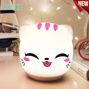 

Cute Kitty Night Lights Battery Powered 3D Carton Cat Led Night Light For Bedroom Luminaria Touch Nightlights Control Christmas