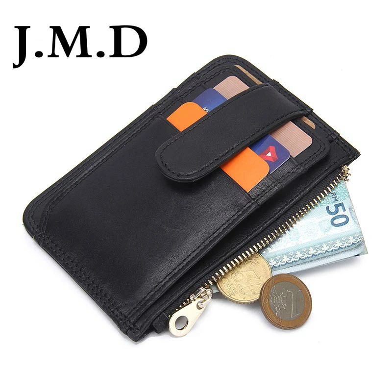 

J.M.D 2017 Brand Design Casual Genuine Leather Card Case Two Style Options Mens Wallets Slim Zipper Wallet Coin Mini Purse