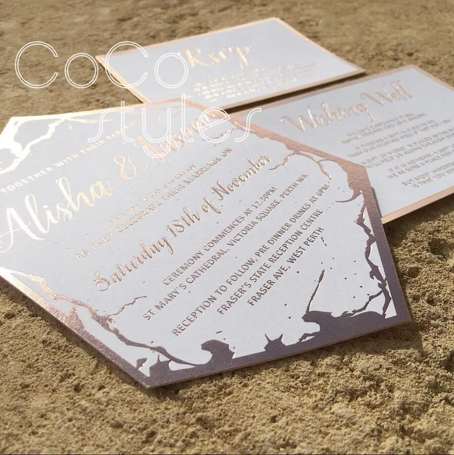  Cocostyles custom design die cut invitation card with gold foiling and letterpress for all kinds of - 32888741615