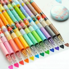 12 шт./лот, цветные гелевые ручки, кавайные канцелярские принадлежности, корейские милые животные, цветные, яркие, сладкие, яркие цвета, гелевая ручка для офиса, материал, школьные принадлежности