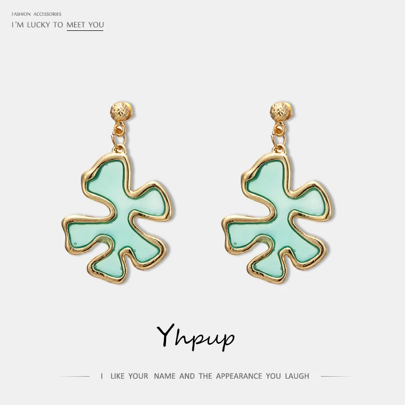 

Yhpup Trendy Irregular Geometric Bright Candy Color Dangle Earrings Brand Temperament for Women Office Jewelry Brincos Gift 2019