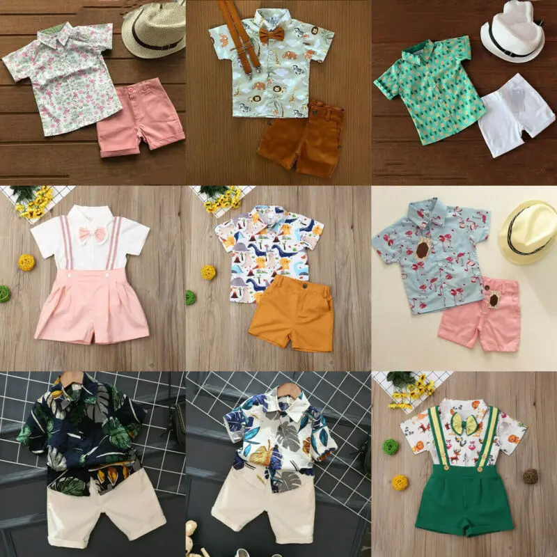 

UK Toddler Newborn Kids Baby Boy Clothes T-shirt Tops+Short Pants Summer Outfits