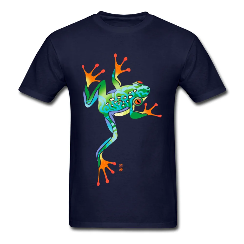 Crewneck RAINBOW TREE FROG 100% Cotton Man T Shirt Funny Short Sleeve Tops & Tees 2018 Fashion Casual Tops T Shirt RAINBOW TREE FROG navy