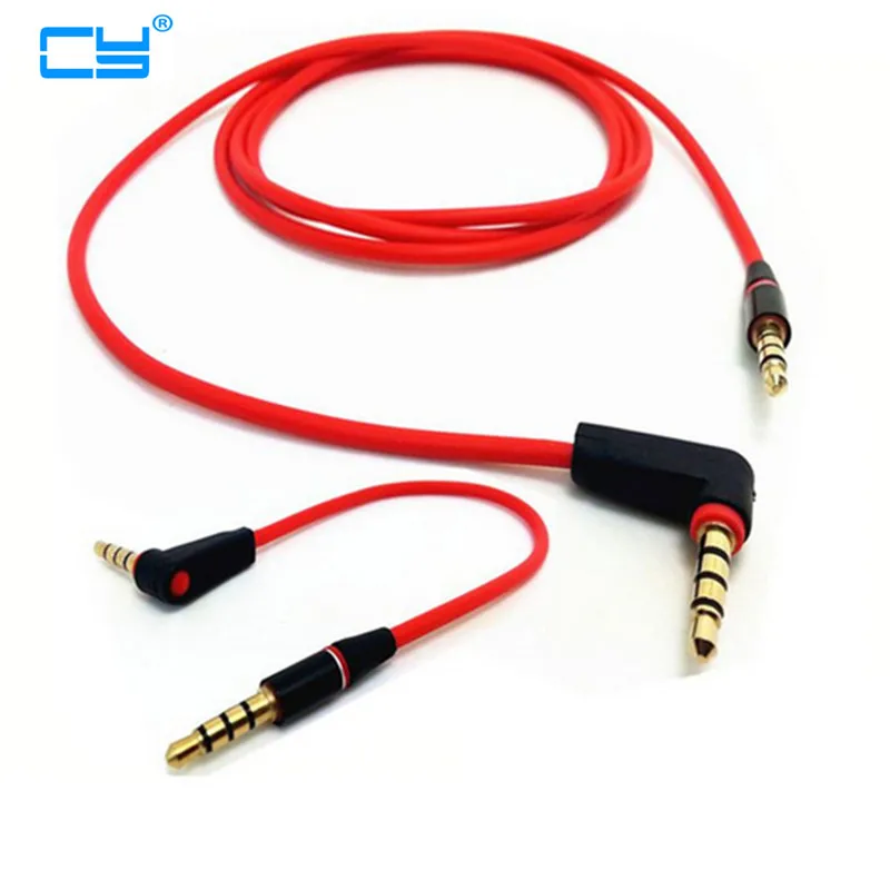 90 Degree Angled Short 4 pole 3.5mm to 3.5mm Audio Cable Plug jack 3.5 male to male Car Sound Wire headphone for phones 20/120cm