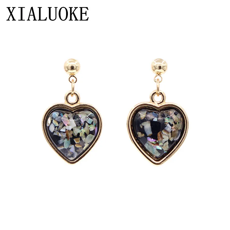 

Temperament of restoring ancient ways heart-shaped shell earring simple geometry color joker fashion jewelry earring for women