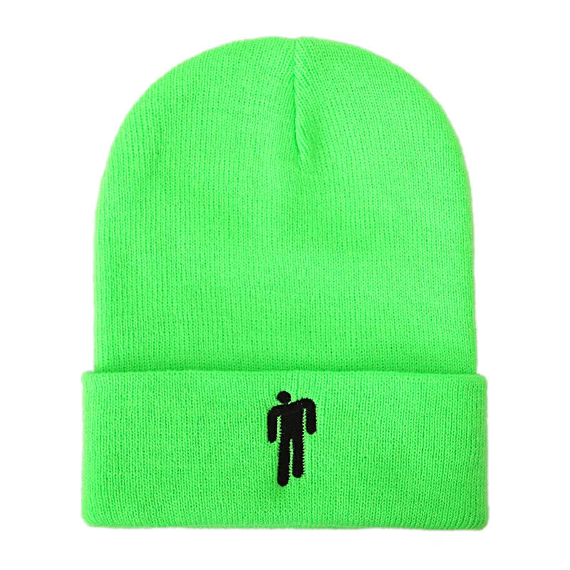 Light Green Cap Billie Eilish Beanies, зимние шапки для женщин, для маленького человека, вязаные шапки с вышивкой, Мужская Осенняя шапка, женская шапка в стиле хип-хоп, шапочка - Цвет: Light Green Cap