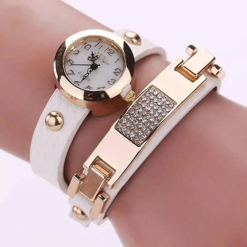 

Douya Round Dial Quartz Watch Women Rhinestone Bracelet Analog Wristwatch Clock dial Clock Wristwatch Relogio Masculino