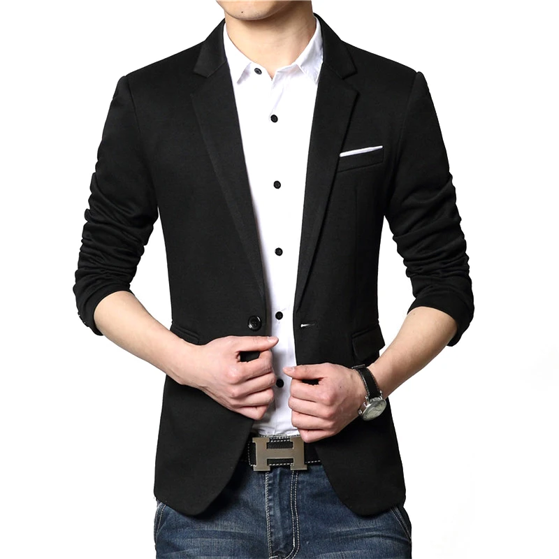 New Fashion Blazer Men British Style High Quality Slim Fit