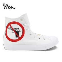 Wen Customize Вулканизированная обувь без ружья, ручная роспись, парусиновая обувь, белые высокие кроссовки, мужские и женские дизайнерские Плимсолл