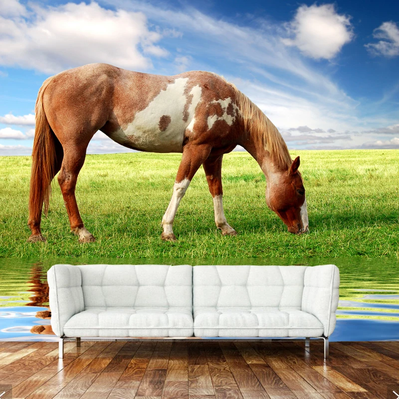 Натуральный пейзаж обои, лошадь настенная живопись для детской комнаты гостиной диван фон стены Современная художественная бумага