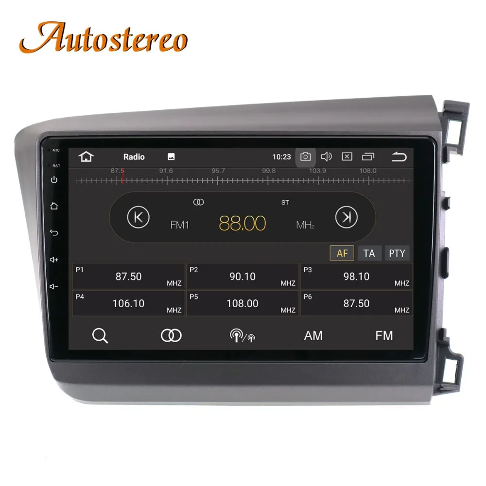 Discount Android 8 Car no DVD player GPS navigation radio Stereo For Honda Civic 2012 13 14 15 multimedia radio tape recorder head unit 5