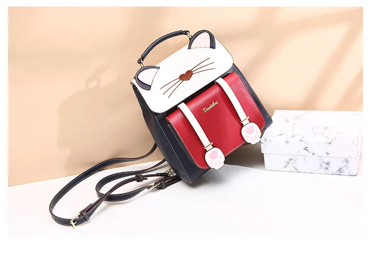 DuoLaiMi Кот Pow в форме животного Студенческая сумка книга японский и корейский стиль сплошной мультфильм ПУ два плеча рюкзак женские сумки