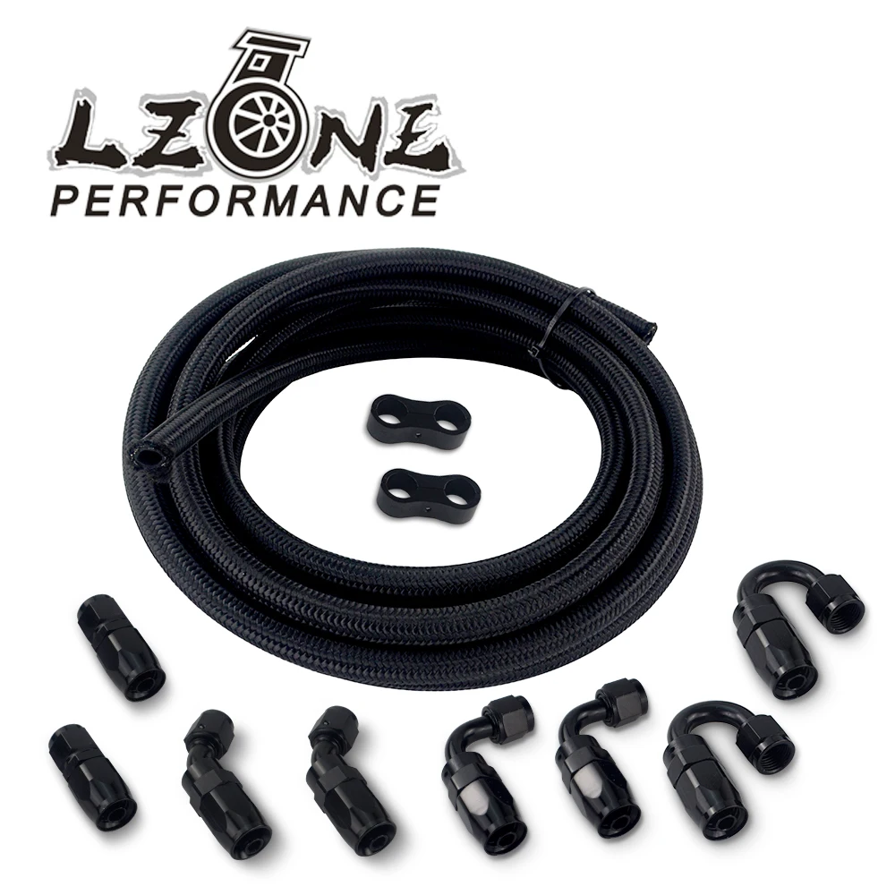 

AN6 Nylon Stainless Steel Oil Fuel Braided Hose 5Meter 0+45+90+180 Degree Swivel Fitting Oil Hose End Adaptor Line Separator Kit