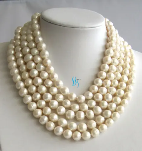 

Miss charm Jew823 100" 10-12mm White Freshwater Pearl Necklace NEW