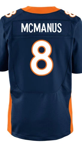 Sale Cheap! Men's #8 Brandon McManus Jersey Elite White/Orange/Blue 100% Stitched Name And Number Free Shipping!