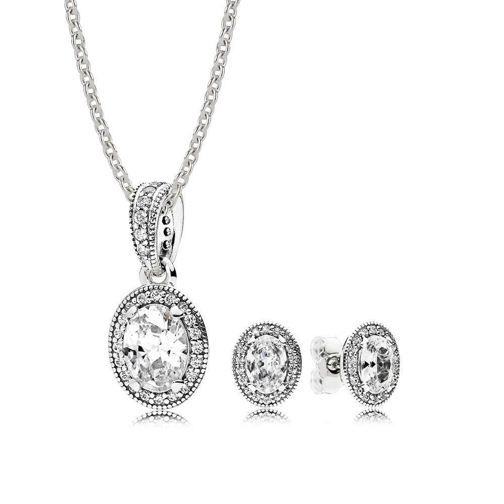 

925 Sterling Silver Necklaces for Women Vintage Elegance Jewelry Set Pendant Girl Fashion Choker Chain fit Lady Jewelry