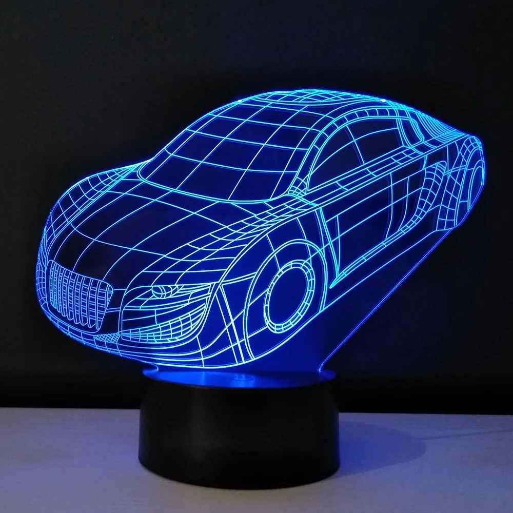 3D Visual Night Light Car Shape Bedside Table Lamps For ...