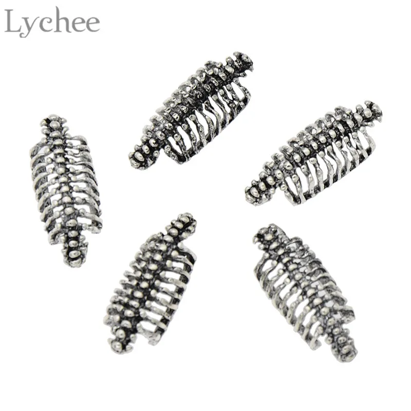 Lychee 5pcs Alloy Spine Dreadlock Clips Silver Color Hair Cuff Clip
