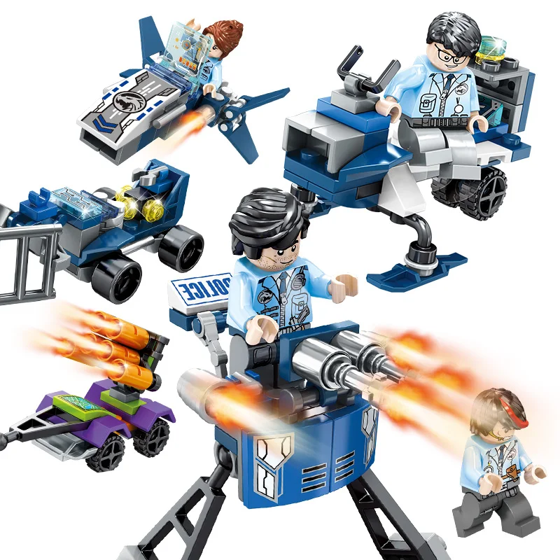 

Police Blocks Figures Compatible LegoING Brick Set Military Helicopter Educational Toys for Children Christmas Gift