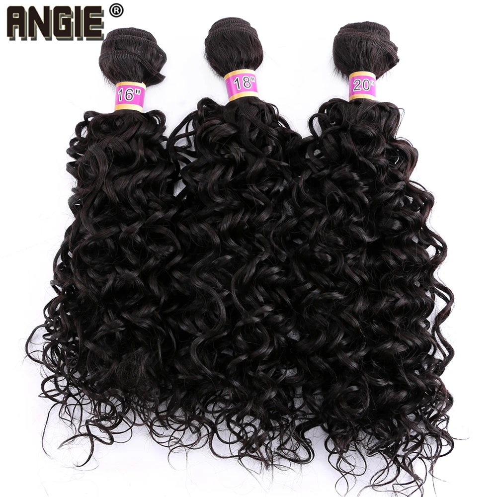 Angie Cabelo Preto Encaracolado Sintético tecer Cabelo
