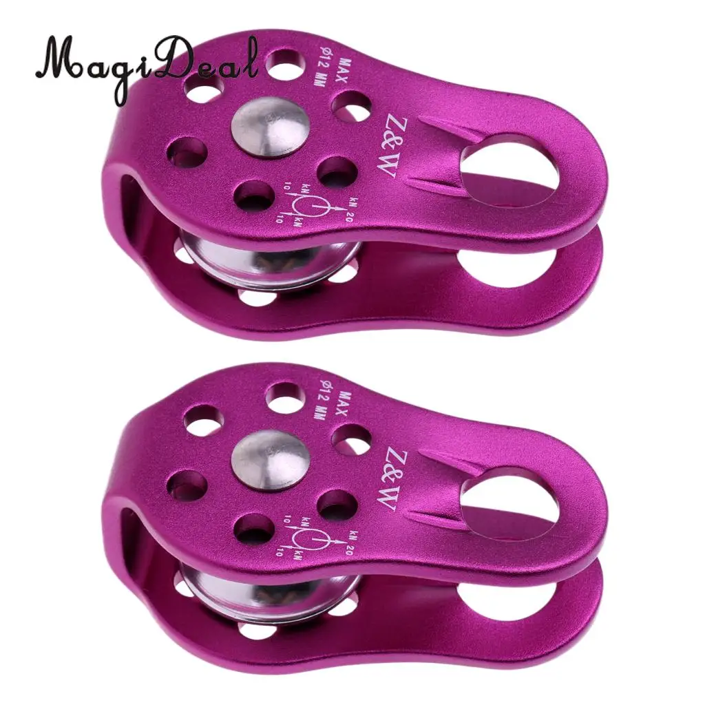MagiDeal Durable 2Pcs 20KN Fixed Rock Climbing Rope Pulley Rappelling Arborist Rigging for Mountaineering Survival Equipment