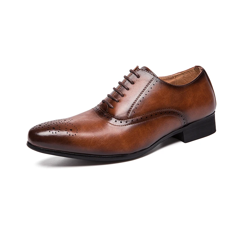 Size39-45 Brogue Shoes for Men's High Quality Leather Party Evening Point Toe Man Luxury Fitness Footwear Black Brown Male | Обувь