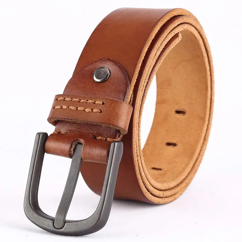 Cinturón de cuero genuino de vaca para hombre, lujo de alta calidad, nueva moda clásica, hebilla de pin vintage|Cinturones de hombre| - AliExpress