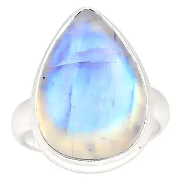 

NiaoZaiFei YunZaiKan Genuine Blue Fire Moonstone Ring 925 Sterling Silver,USA Size :8, MHBAR4009