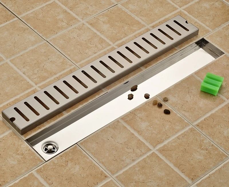 

Modern Brushed Nickel Square 70cm Floor Drainer Bathroom Shower Floor Drain