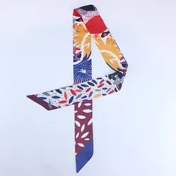 Женский Шелковый тонкий шарф с принтом женская лента для волос галстук-бабочка маленькие шейные шарфы Femme ручная сумка шарфы-накидки 2019
