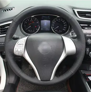 

Puou Black Artificial Leather Car Steering Wheel Cover for Nissan Teana 2013-2018 Altima 2013-2018 X-Trail 2014-2017 Qashqai Fre
