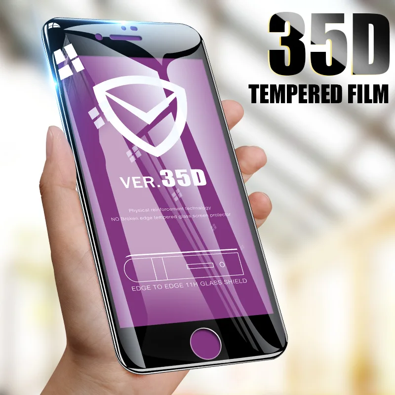 ZNP 35D زجاج واقي على ل فون 6 6 s 7 8 زائد XR X XS الزجاج غطاء كامل فون xs ماكس واقي للشاشة الزجاج المقسى