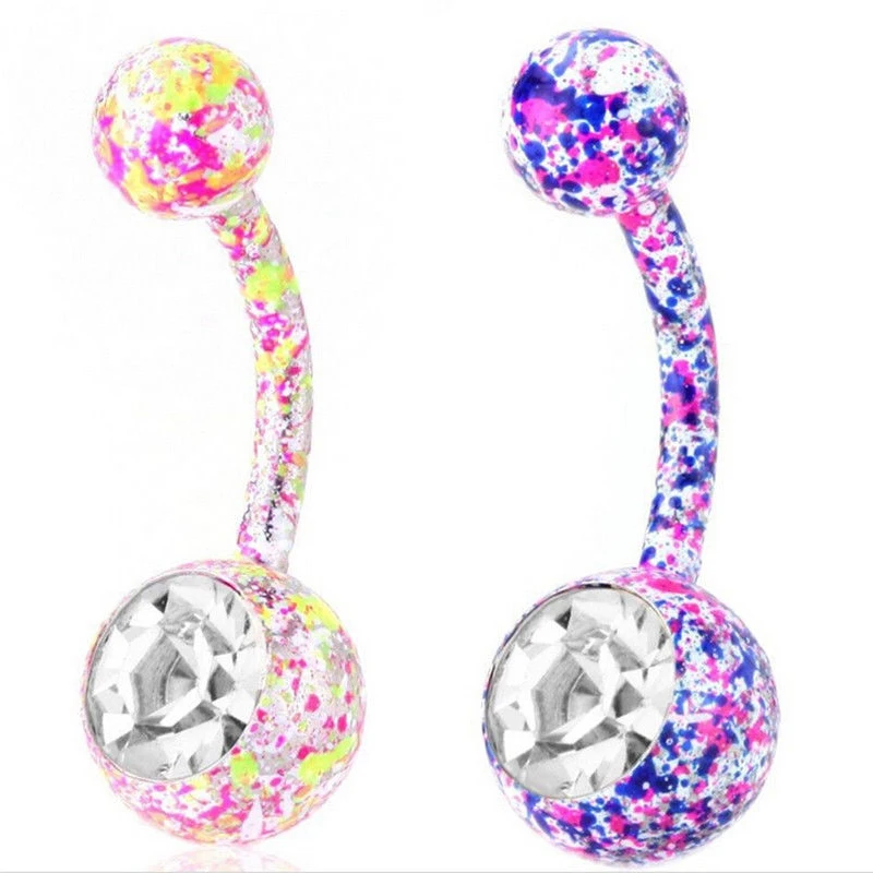 Beauty Rhinestone Belly Bars Jewellery Crystal Button Belly Navel Ring Gift