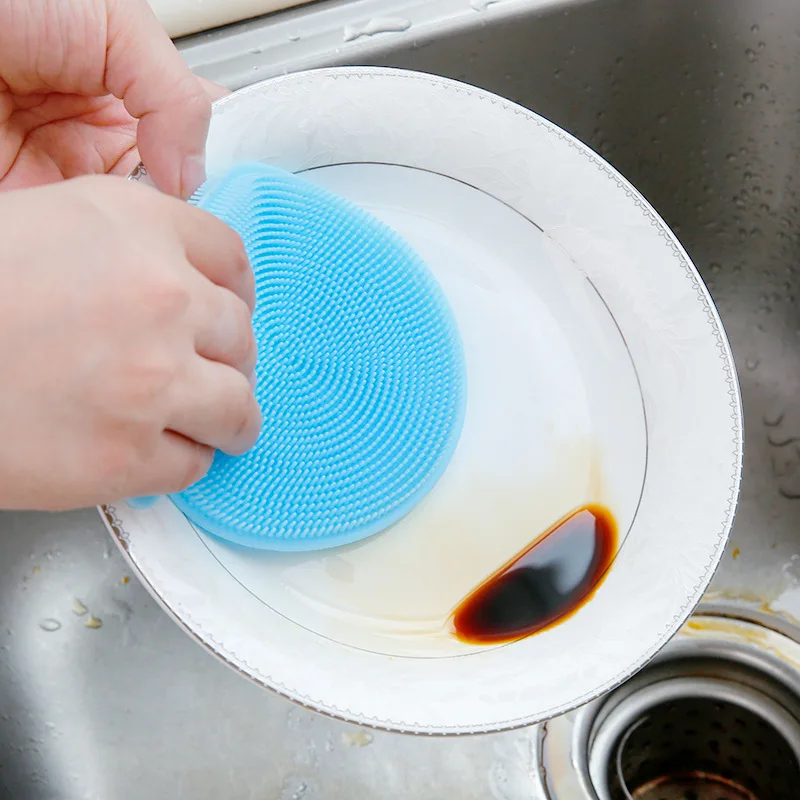 Silicone Dish Bowl Cleaning Brush Multifunction Scouring Pad Pot Pan Wash Brushes Kitchen Cleaner Washing Tool