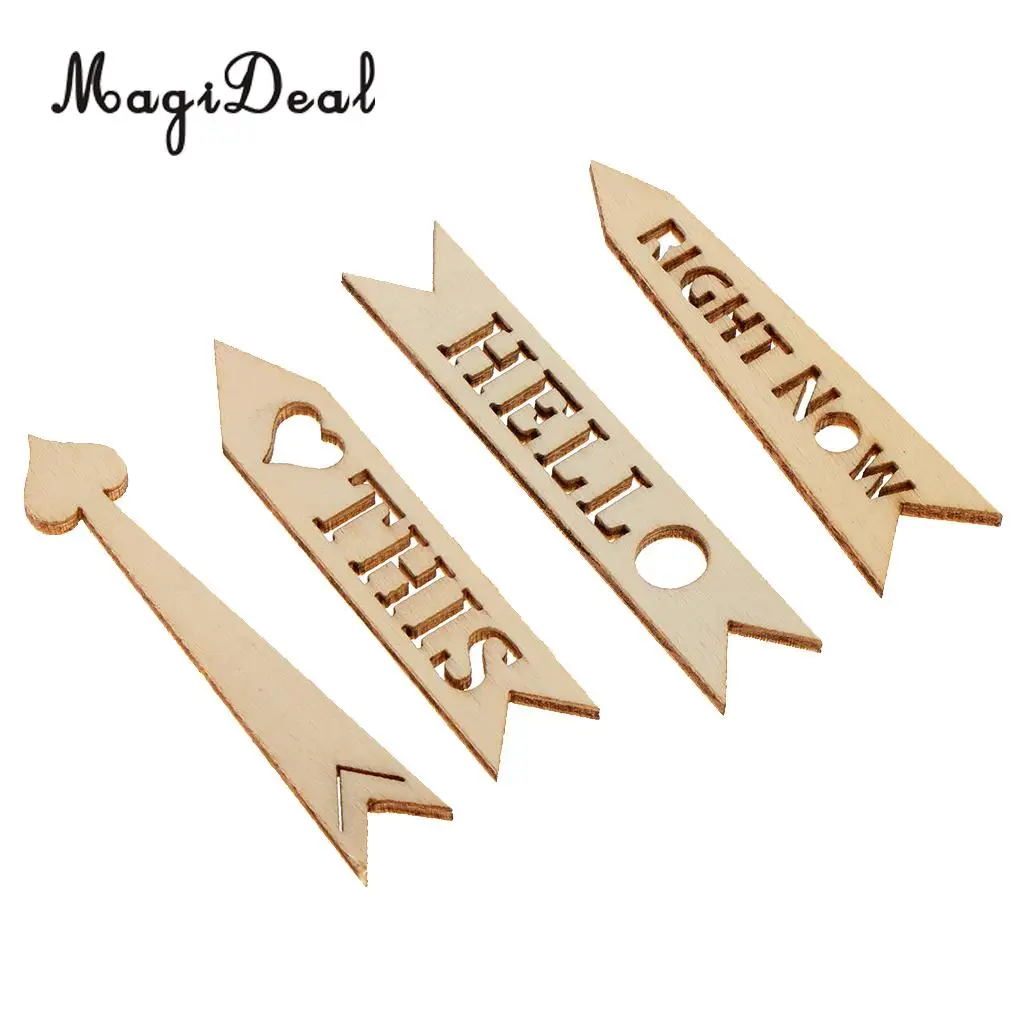 50pcs DIY Wooden Crafts  Handicraft Arrow Signs Die Cutting Wood Embellishment for Scrapbooking Wedding Home Party Decoration