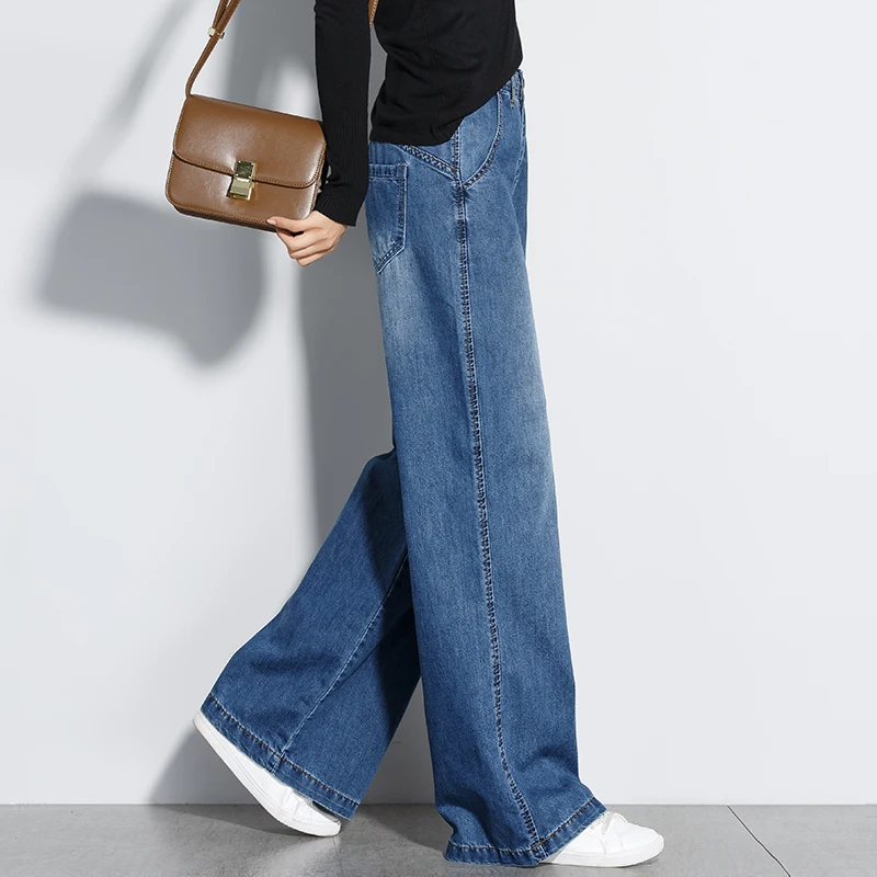 2019 Spring fashion Women High Waist Wide Leg Jeans Casual