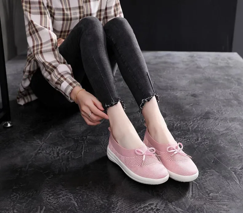 STS Brand 2019 New Spring Women Sneakers Shoes Flat Slip On Platform Sneakers For Women Black Breathable Mesh Sock Sneakers Shoe (20)